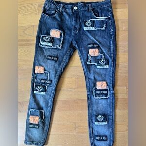 Cooper 9 Los Angeles Men’s Skinny Jeans Size 40 Patchwork Distressed Streetwear